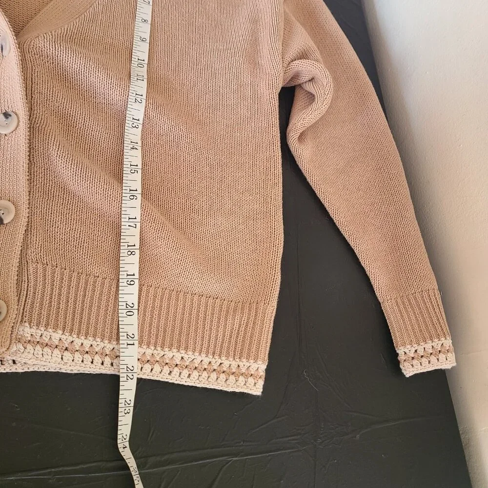 NWT Amour Vert Texture Cotton Cardigan Biscotti size M - Picture 7 of 11